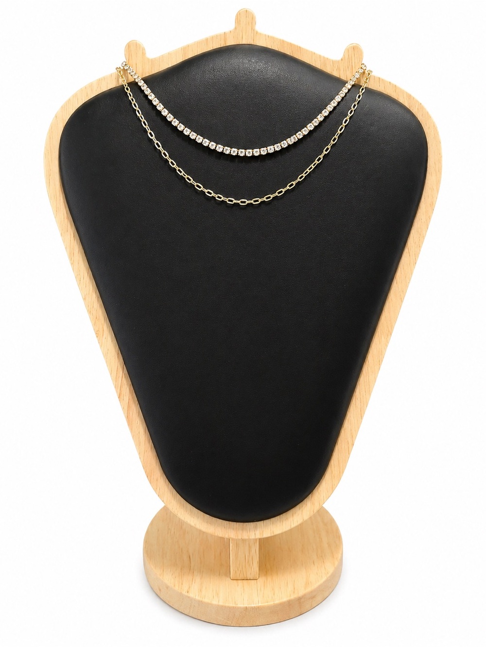 Gold Double-Layer Necklace with Crystal Chain